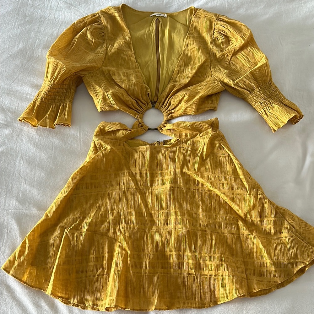 Tularosa Mustard Cut-Out Mini Dress